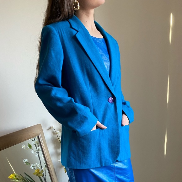 🌐 bright blue wool blazer - Picture 7 of 7